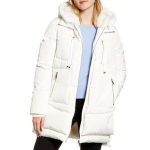 Sam Edelman Faux Shearling White Puffer Coat